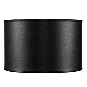 Lampeskjerm Cylinder Small Leather Black Artwood
