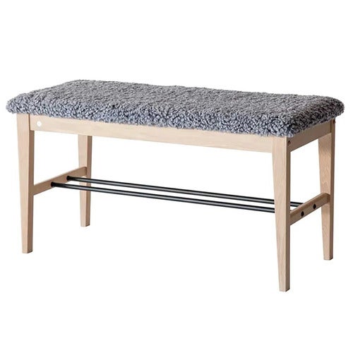 Cora Bench Hvitoljet eik/safeskinn lysegrå