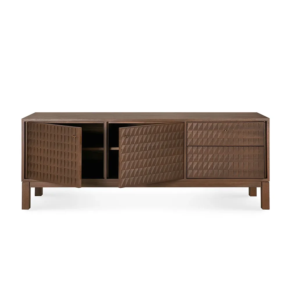 TV-benk i teak Sono Light Brown L160 cm