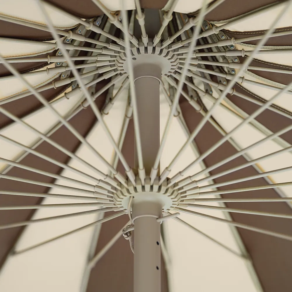 Parasoll Ø240 cm Beige/Brun stripete