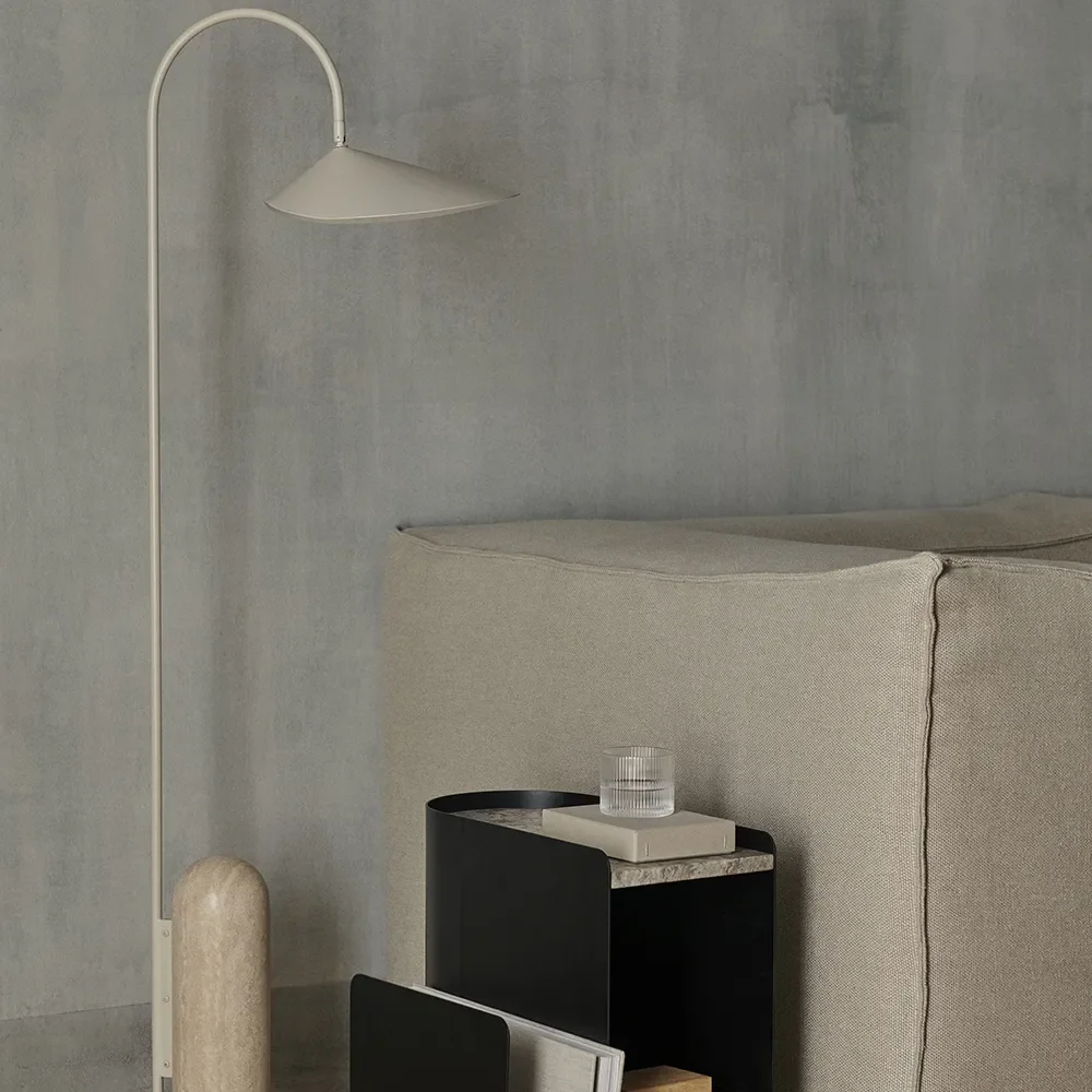 Justerbar Gulvlampe med Travertinfot Arum Cashmere
