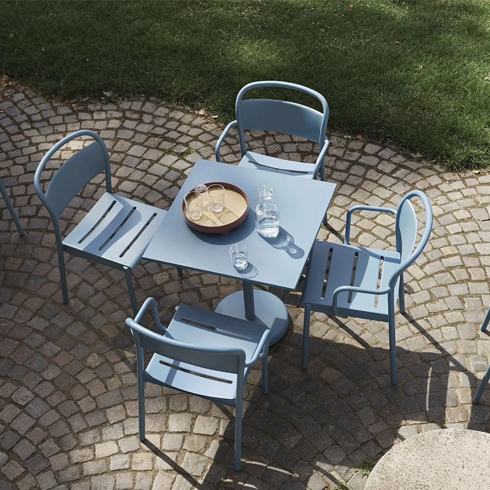 Linear Steel Stol med armlener - Anthracite Black 