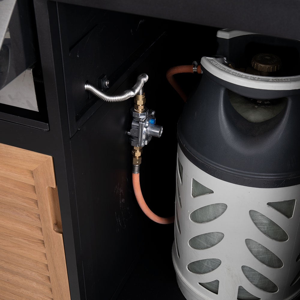 Fornax utekjøkken svart/teak Brafab