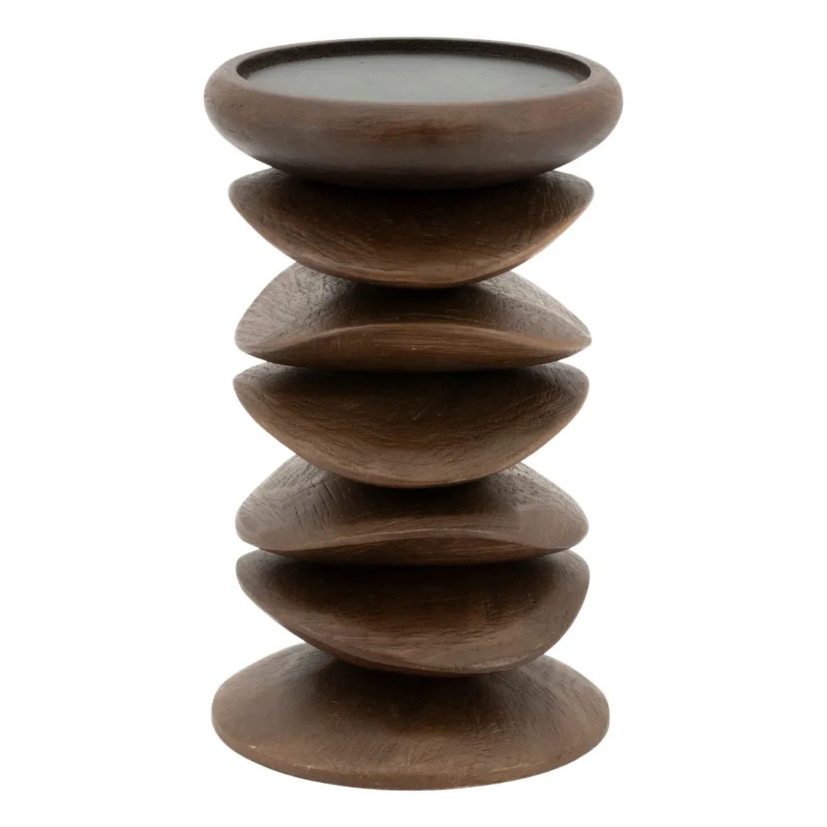 Pillar candle holder Kasane 10x10x15 cm Mangotre dark brown