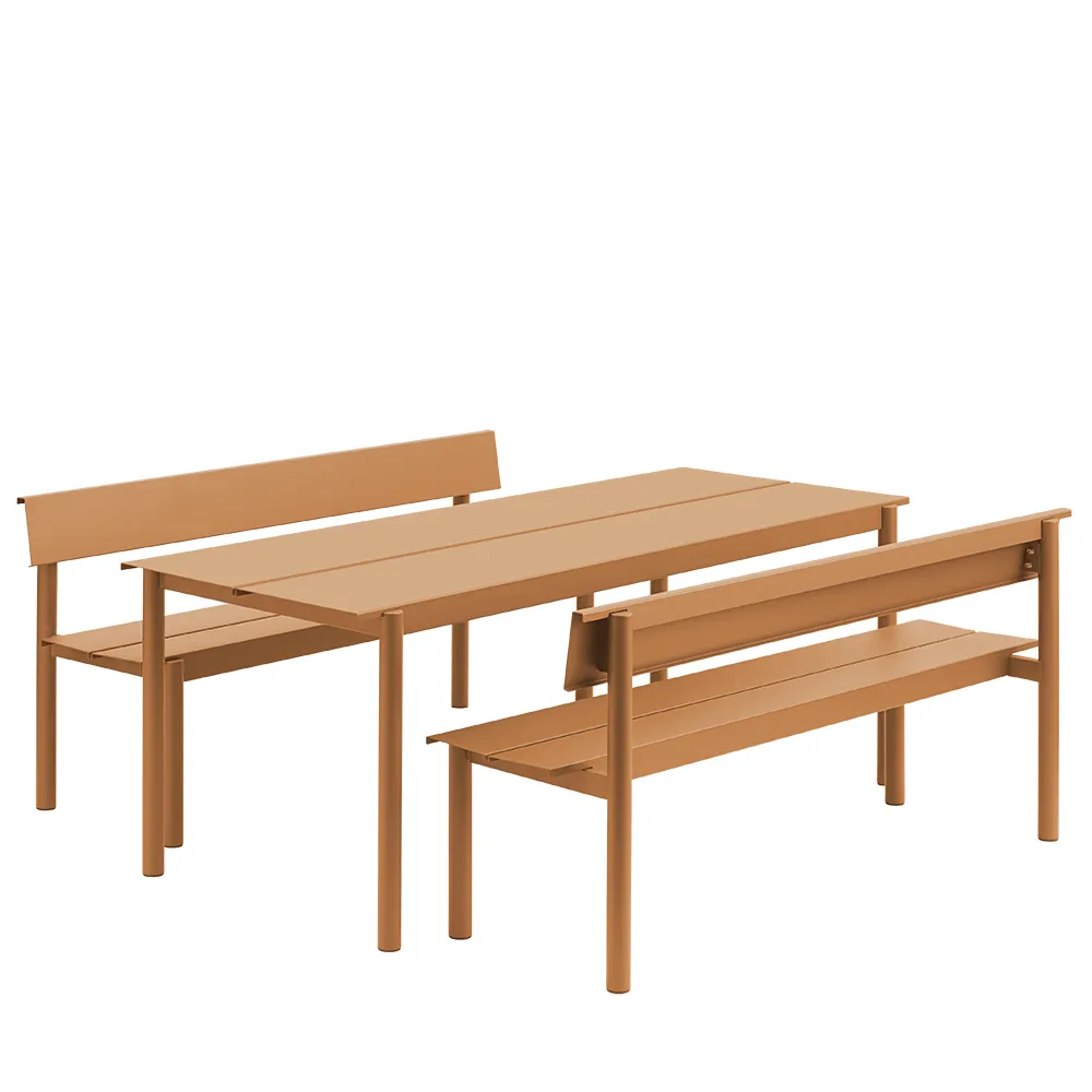 Rett stålbenkk 170cm Linear Steel Burnt Orange