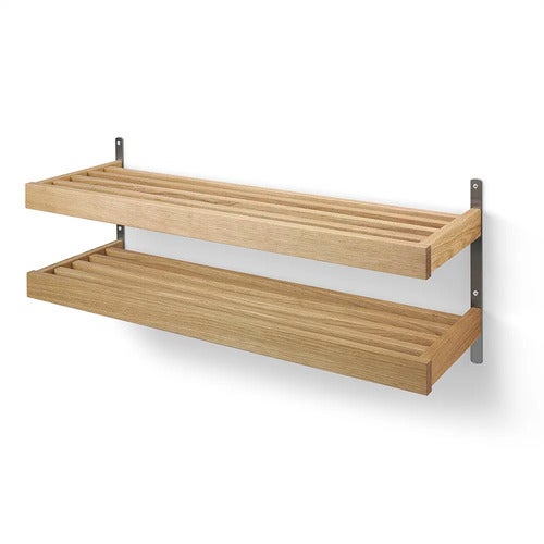 Nadja Skohylle 100 cm veggmontert i 2 nivåer Oljet eik/slipt stål