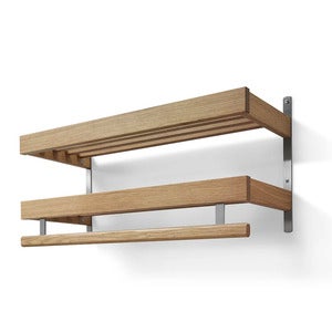 Nadja Hattehylle 80 cm 2 nivåer Lakkert eik/slipte stål