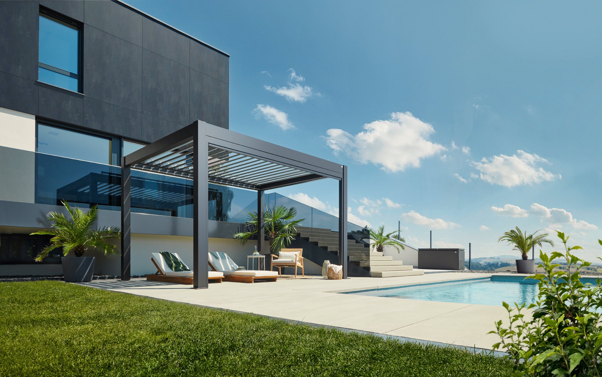 Pergola størrelse 4 x 3 metallic mørkegrå/sølv