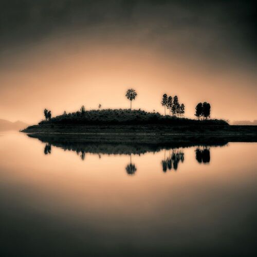 Veggdekor Sunset Island 100 x 100 cm Artwood