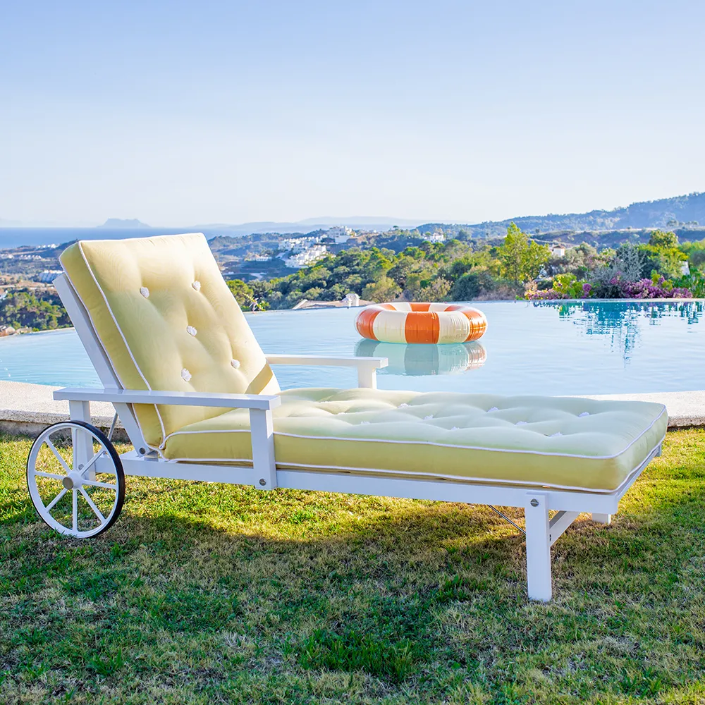 Solseng med armlener aluminium hvid 