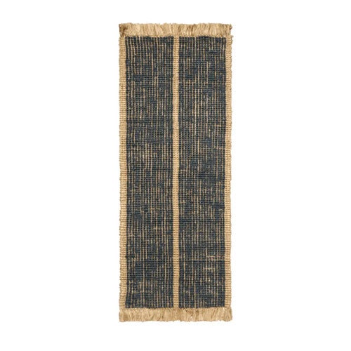 Athens håndvevd jute-teppe 80x200 cm- Natural/Ink Blu