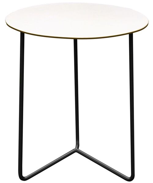 Bord High Tech 60 hvit laminat / svart stativ Ø 60 cm Grythyttan Stålmöbler