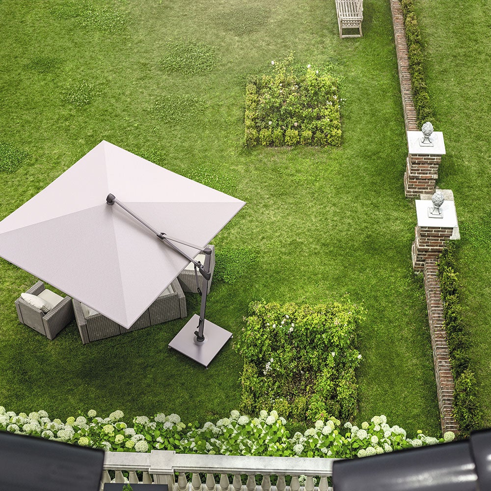 Sombrano S+ fritthengende parasoll 400 x 300 cm kat.5 antrasitt aluminium / 650 Camel Glatz