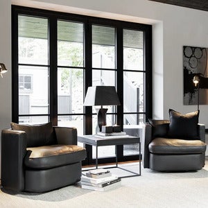 Joan Clubchair Swivel Leather Anthracite Artwood