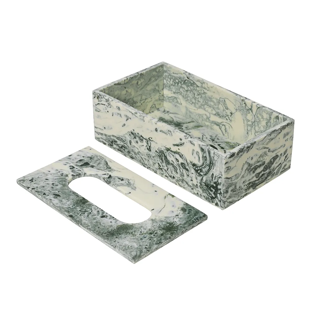 Mist Tissue Box - Emerald Off-white