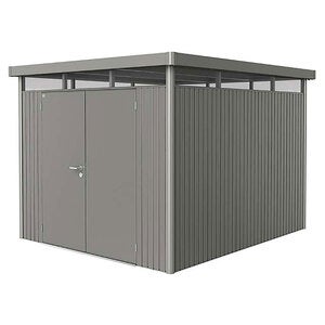 Highline hagebod med dobbel dør størrelse h5 metallic kvartsgrå Biohort