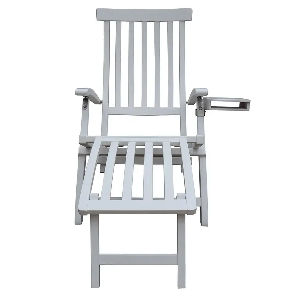 Lobby Deck Chair Hvit inkl. brett og regntrekk