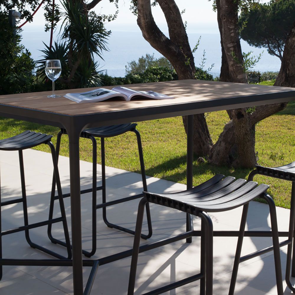 Four barbord 160x90 cm svart aluminium