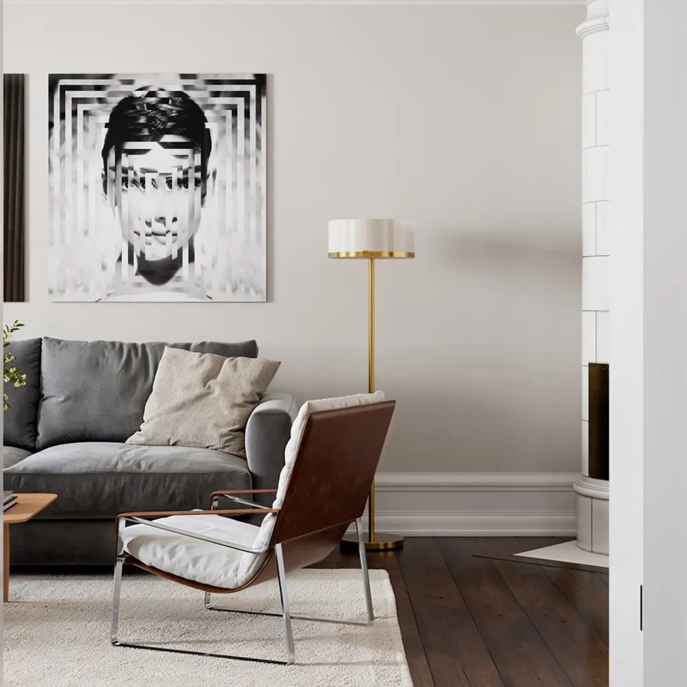 Marcel gulvlampe H: 150 cm messing/hvit