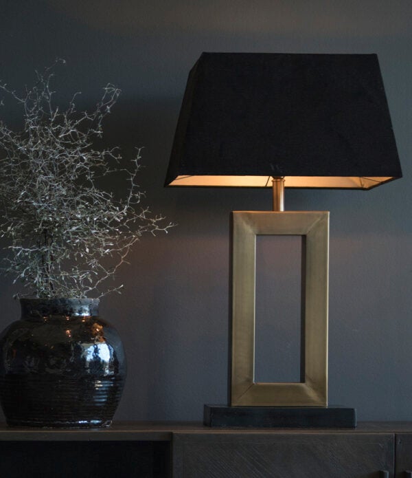 Rektangulær lampeskjerm L Black Leather