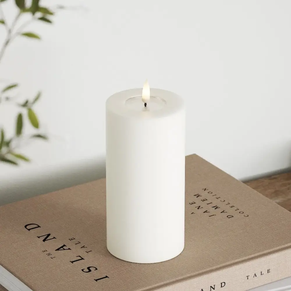 LED-blokklampe Ø7,5x15 cm hvit