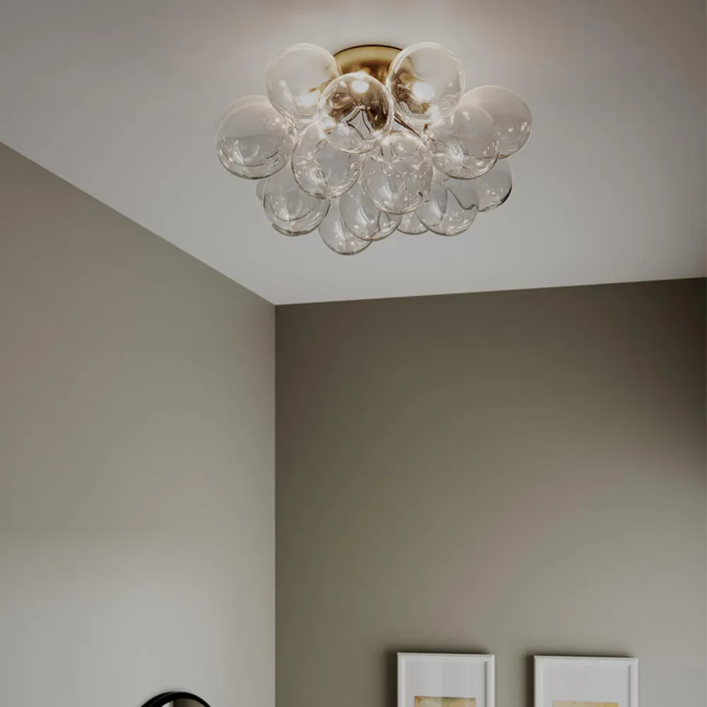 Gross taklampe  Ø50 cm messing/klarglass