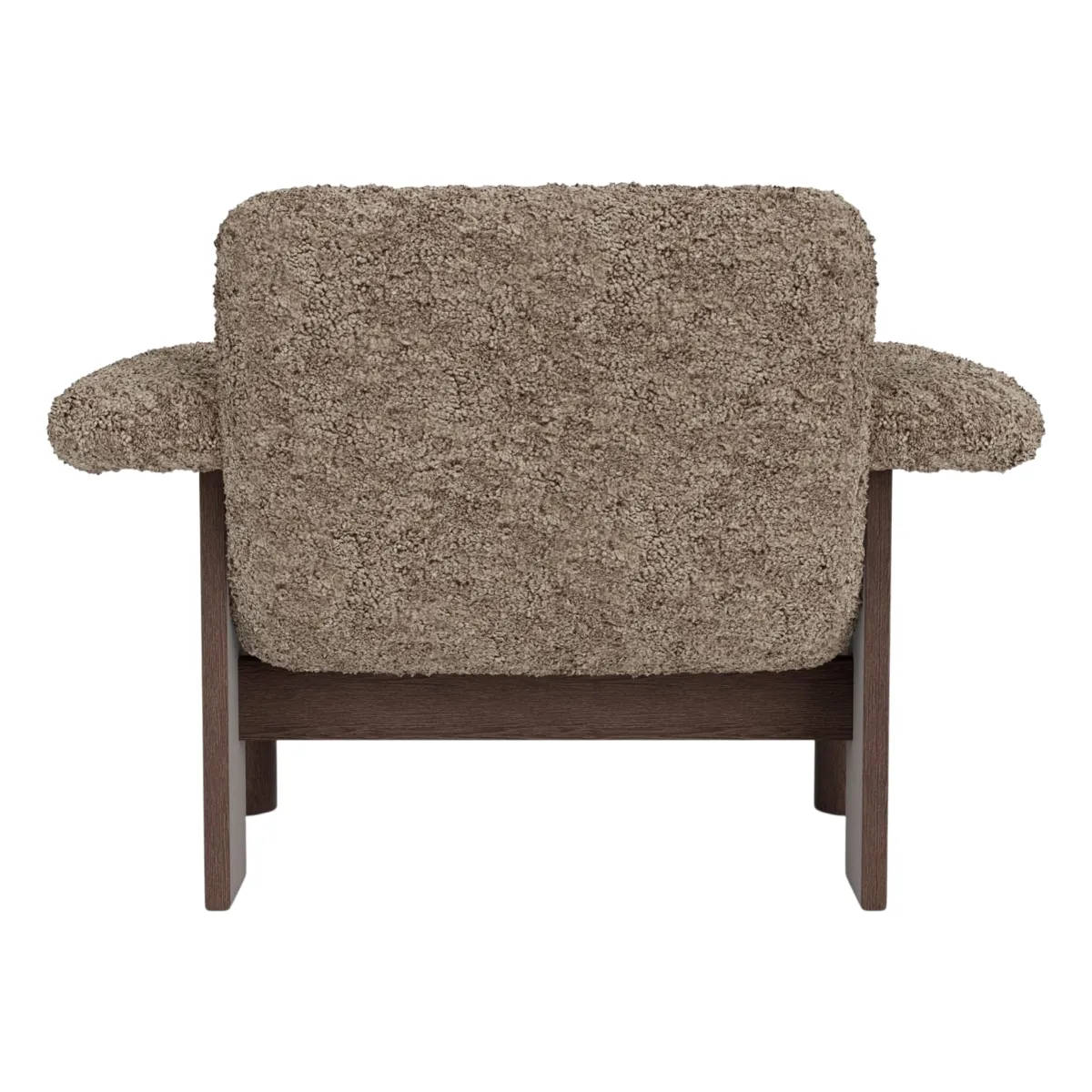 Brasilia loungestol helpolstret, lav rygg, firbent understell, mørkbeiset massiv eik, Sheepskin Nevotex Sahara