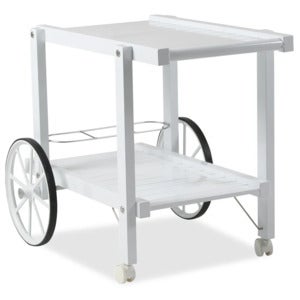 Serveringsvogn aluminium hvid 