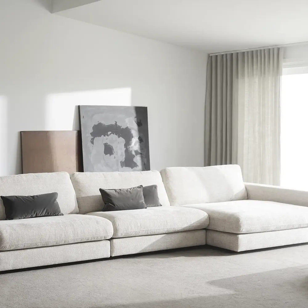 Duncan sofa 3-seter med chaiselong høyre stoff Robin lysegrå