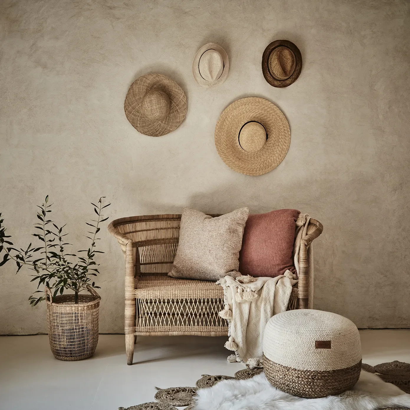 JUNI puff elfenben/naturlig