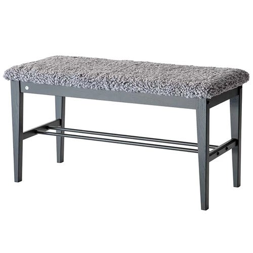 Cora Bench Svartbeiset eik/safeskinn Lys grå