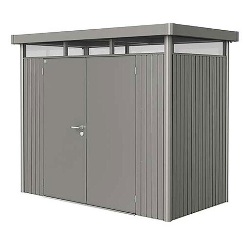 Highline hagebod med dobbel dør størrelse h1 metallic kvartsgrå Biohort