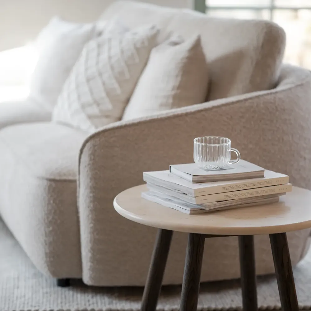 Norris sofa 3-seter sofa chaiselong høyre stoff Anna lys beige