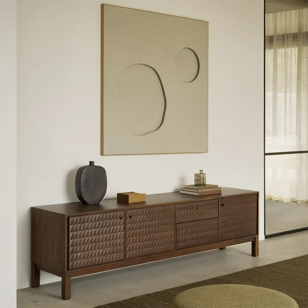 TV-benk i teak Sono Light Brown L212 cm