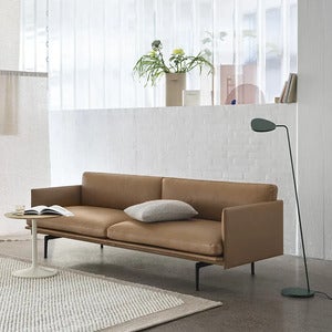 Outline Sofa 3-Seater - Black Base - Refine Leather Cognac Black