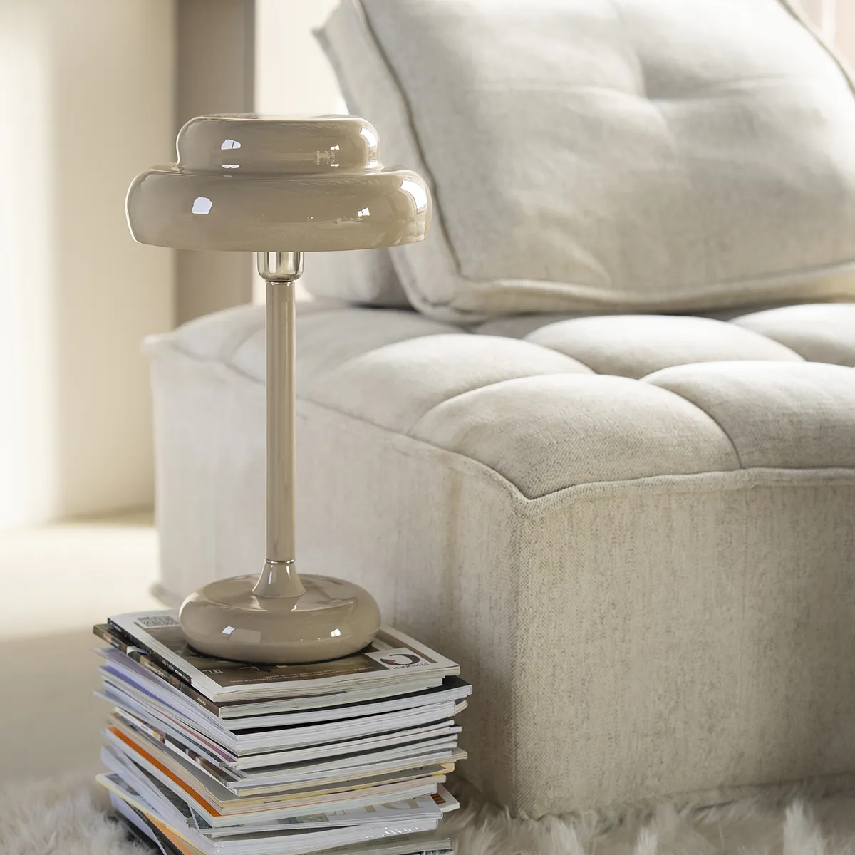 Dimbar bordlampe Pomm Beige H 47,5 cm