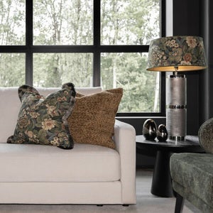 Putetrekk i Ebonleaf Flower med frynsekant - 50x50 cm