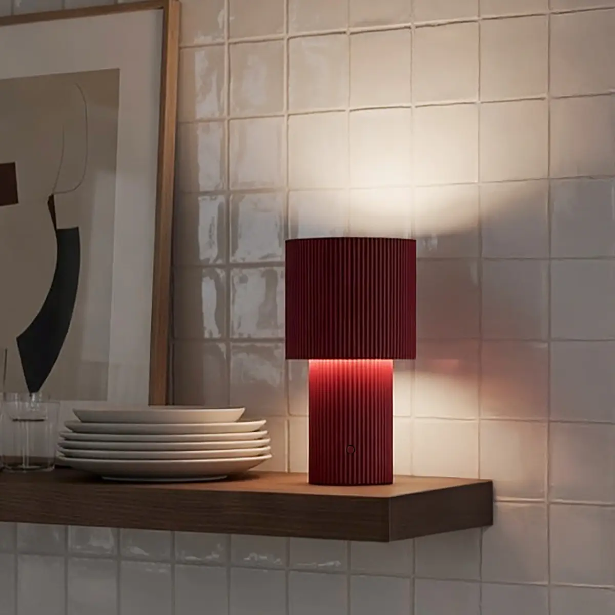 Iluma bærbar bordlampe Ø12,2 x H22,1 cm metall rød
