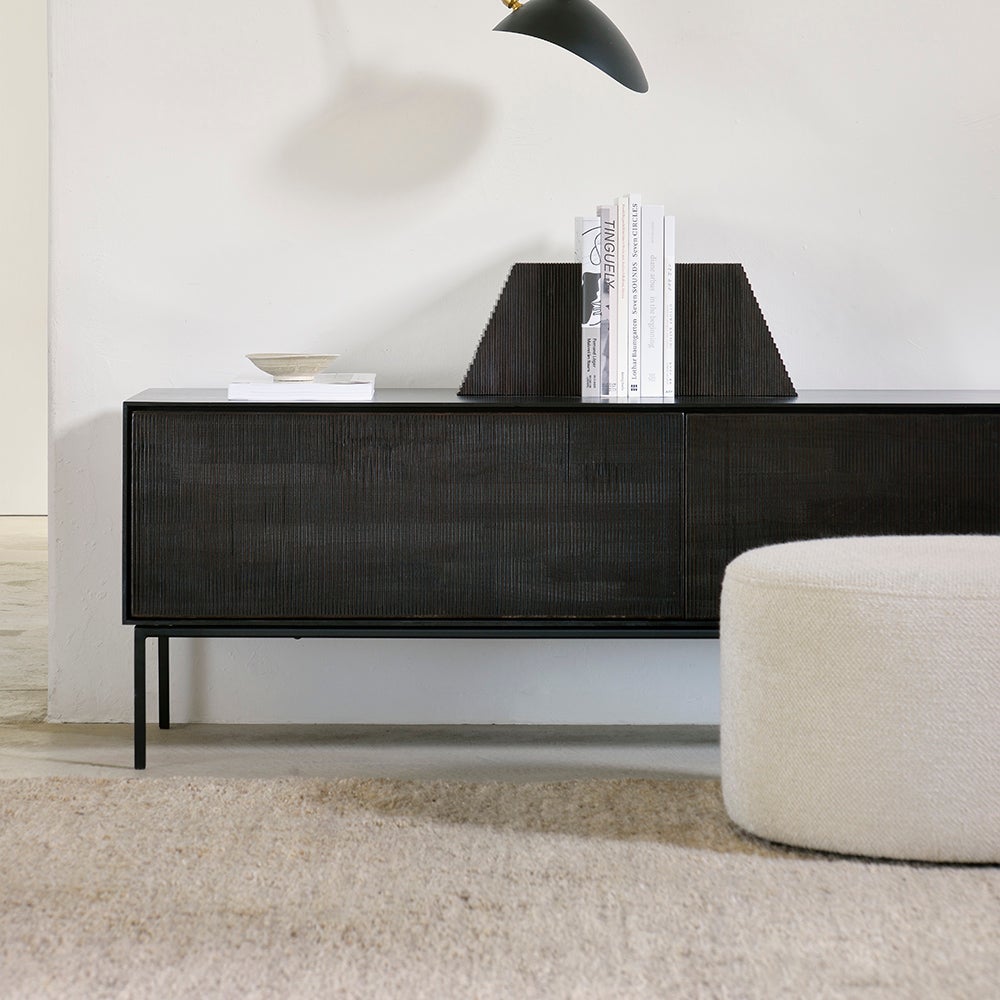  Grooves bokstøtte lakkert mørk brun mahogni- sett med 2 stk