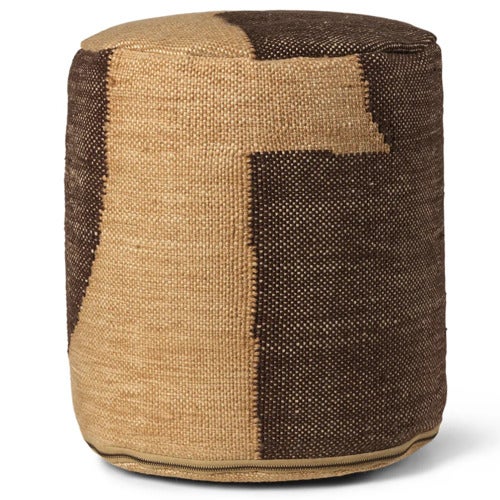 Forene Cylinder Pouf - Tan/Chocolate