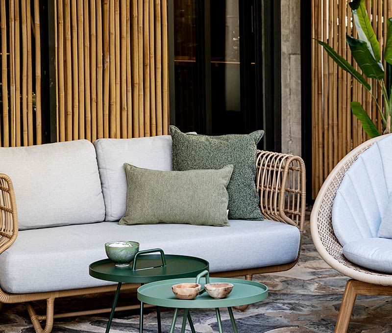 Ornamentpute i vevd tekstil 52X32 cm Mørkegrønn 