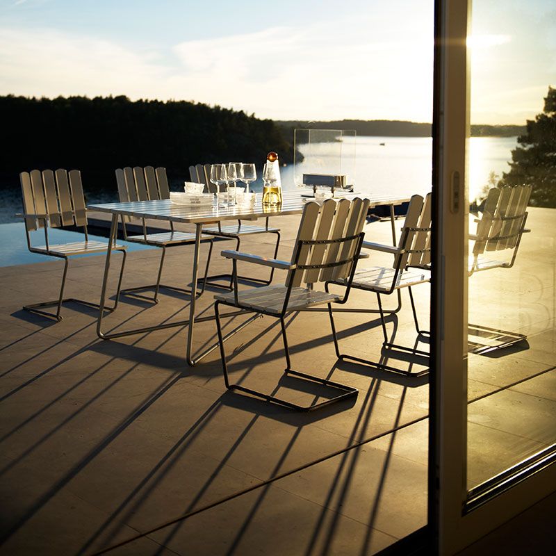 Bord 9A 100 Ubehandlet teak/varmforsinket stativ Grythyttan Stålmöbler