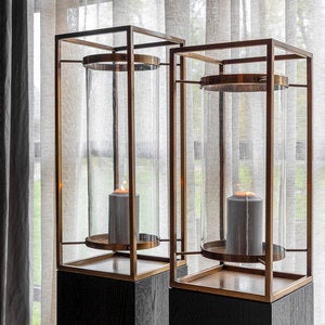 Sonoma lyslykt liten Brass Antique Artwood