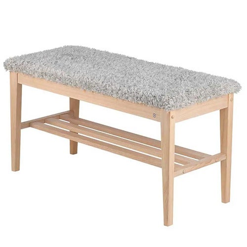 Nadja Bench Hvitoljet eik/safeskinn look lysegrå
