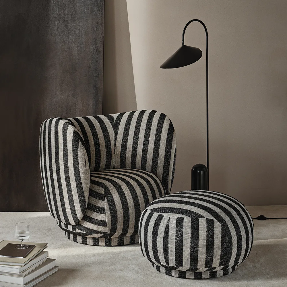 Justerbar Gulvlampe med Travertinfot Arum Black