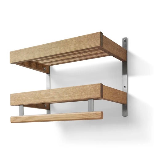 Nadja Hattehylle 50 cm 2 nivåer Lakkert eik/slipte stål