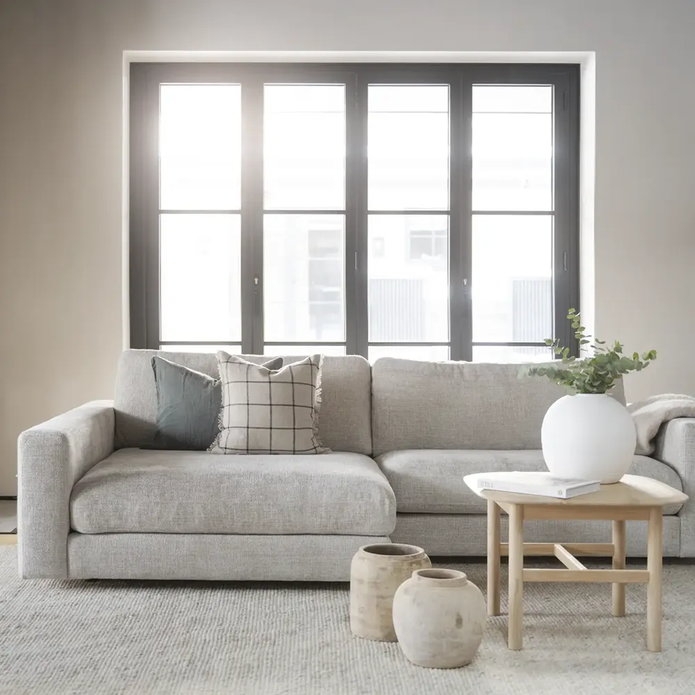 Duncan chaiselong venstre stof Robin lysegrå