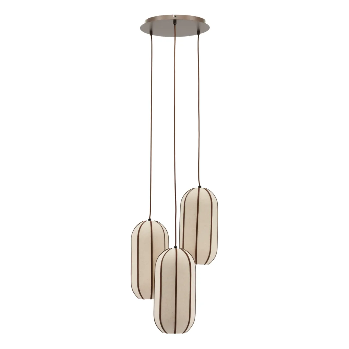 Cocoon cluster round Taklampe 43x43x149 cm IJzer, leer & linnen Natur