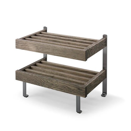 Nadja skohylle røkt eik/slipt stål