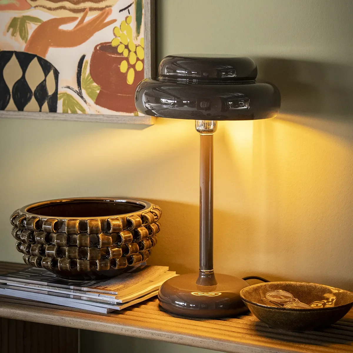 Dimbar bordlampe Pomm Dark Brown H 47,5 cm